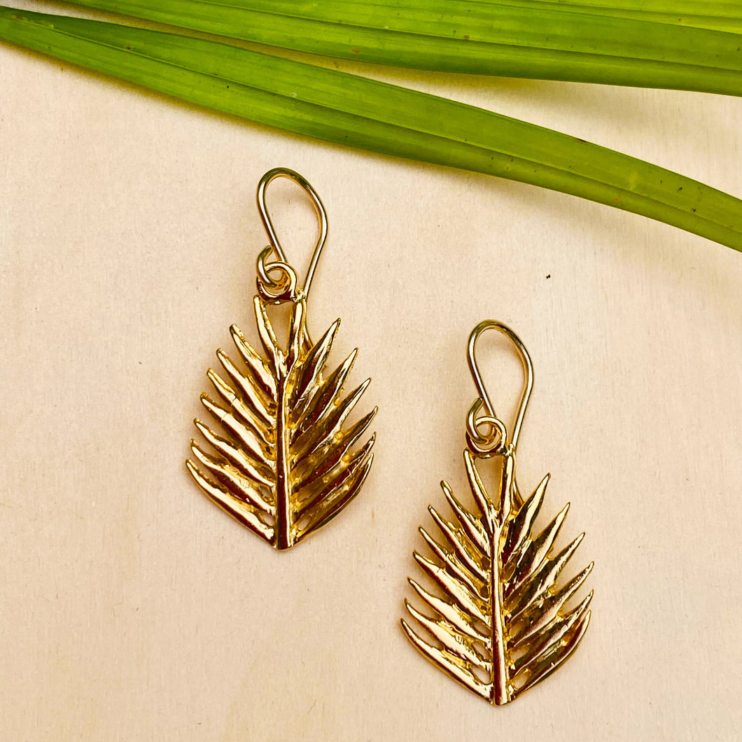 Mini Palm Frond Leaf Earrings