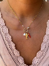 Load image into Gallery viewer, Toggle Necklace w/Fishie, Coral &amp; Oyster Pearl
