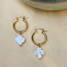 Load image into Gallery viewer, Lucky n’ Ears Mother of Pearl Clover Earrings
