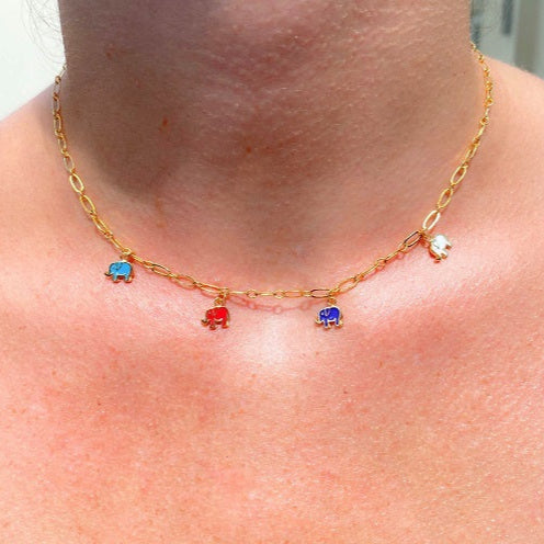 LUCKY Four elephant choker