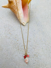 Load image into Gallery viewer, Tiny shell, Pink and Red Coral beads &amp; Pearl Necklace
