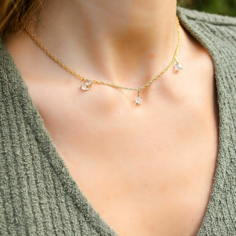 Triple Herkimer GOLD Necklace