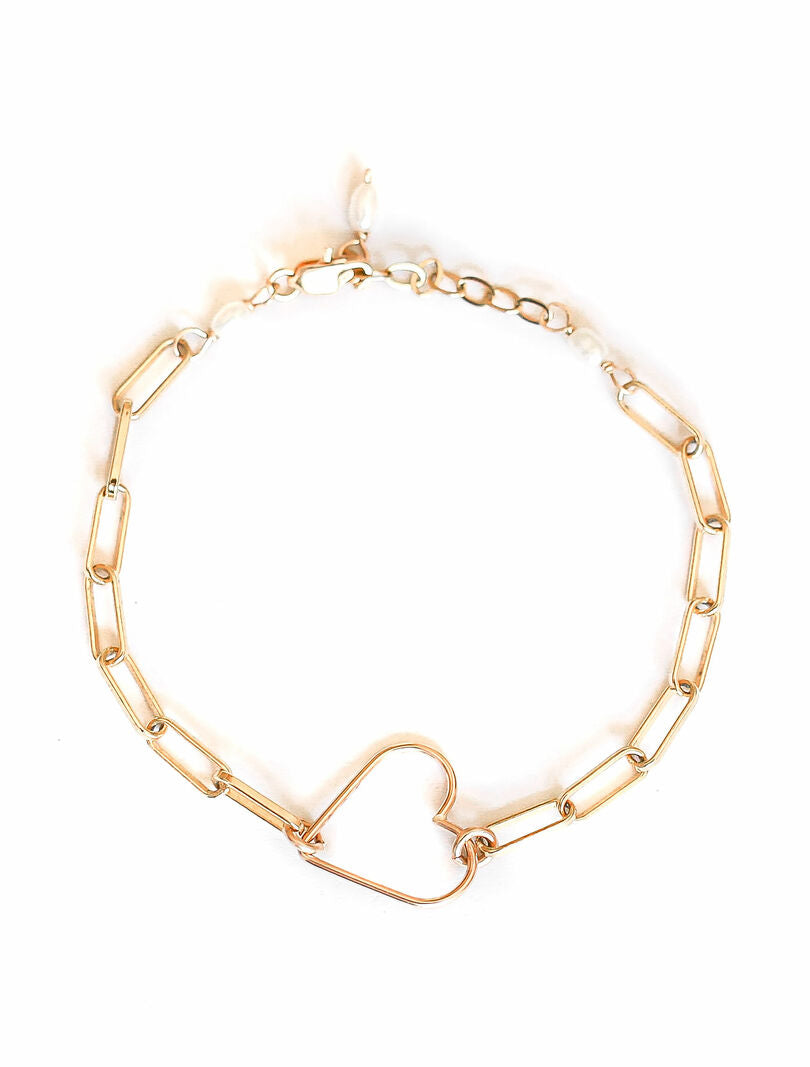 HEART & Gold link chain Bracelet
