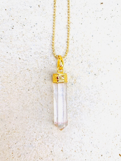 Crystal quartz long beaded chain